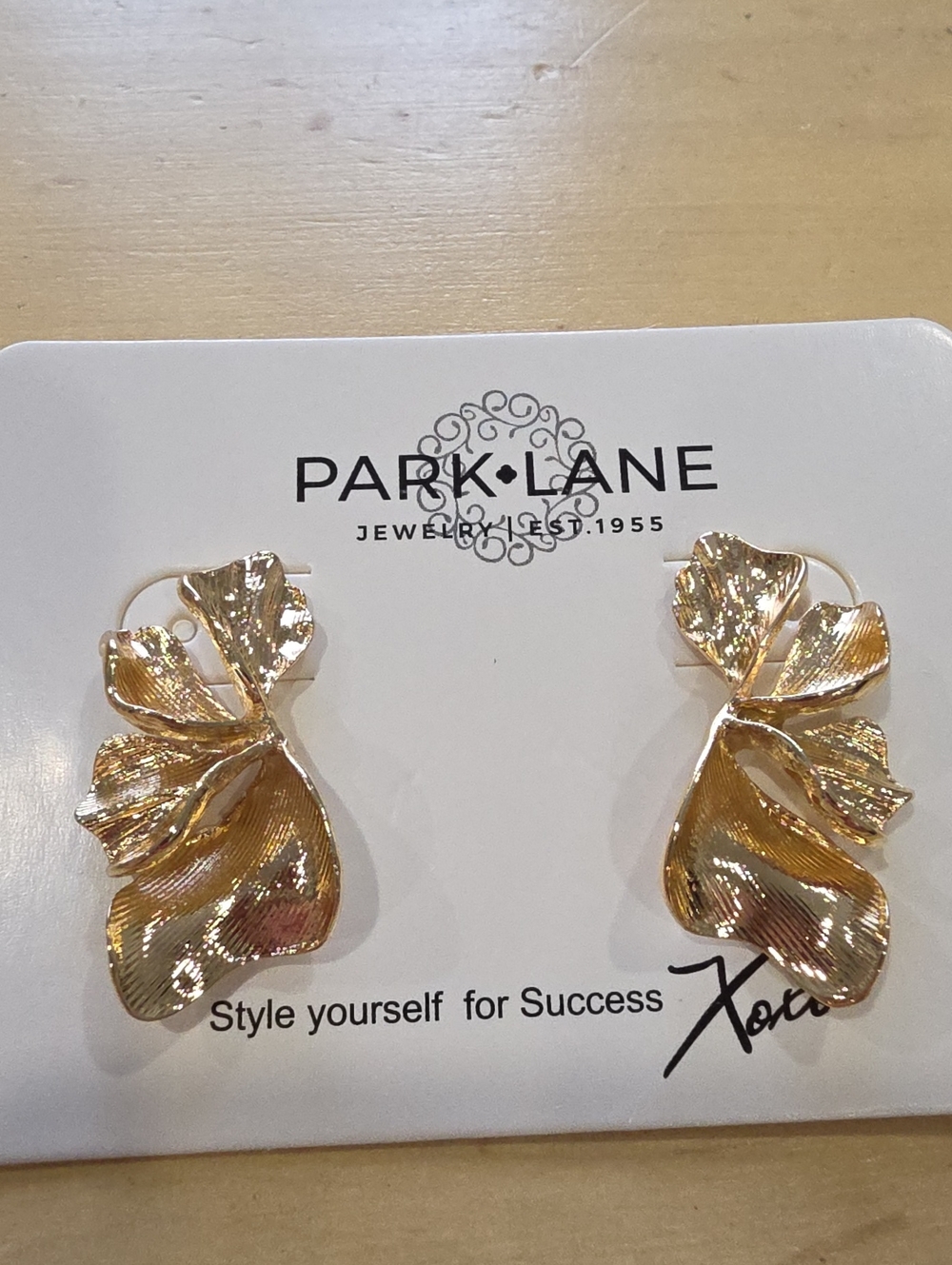 Park Lane Shimmering Gold Floral Earrings